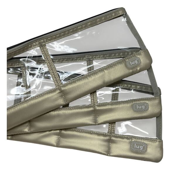 Lug Clearview Metallic Champagne Trio 3-Piece Zip Pouch Set Gold - Picture 10 of 16